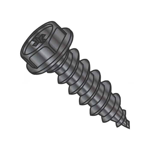 Usa Industrials Self-Drilling Screw, #8-15 x 1 in, Black Oxide Steel Flange Hex Head Phillips Drive BULK-SCRW-14556 - main
